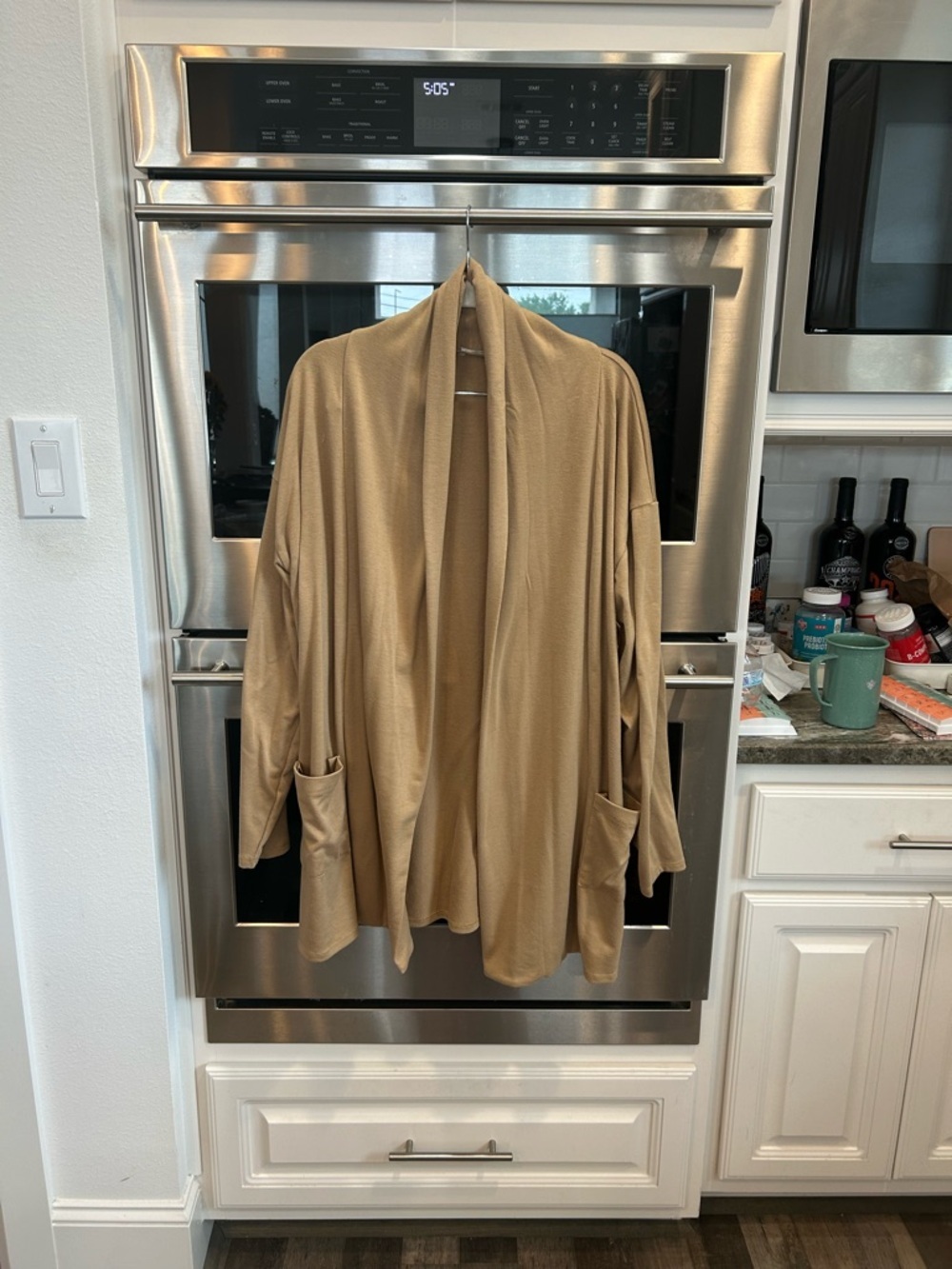 Cyrus Open-Front Cardigan in Camel size L slight wear small snag GUC